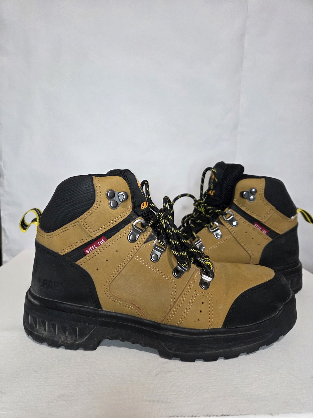 Men's Steel Toe Work Boots - Tan and Black Size 7